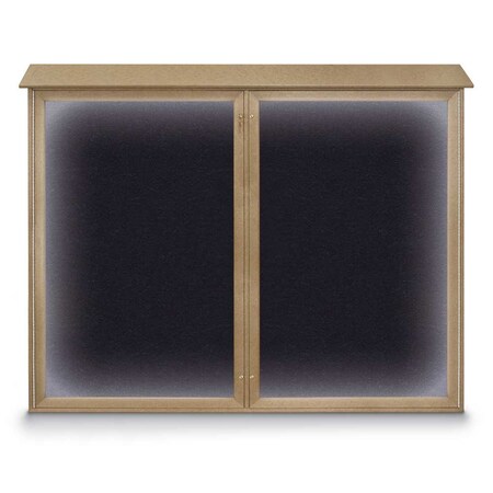United Visual Products 24"x36" 1-Door Enclosed Outdoor Letterboard, Blue Felt/Bronze Alum UV1160D-BRONZE-BLUE